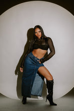 Load image into Gallery viewer, She's An Icon Dark Denim Maxi Skirt