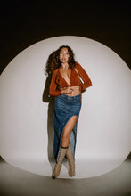 Load image into Gallery viewer, She's An Icon Dark Denim Maxi Skirt